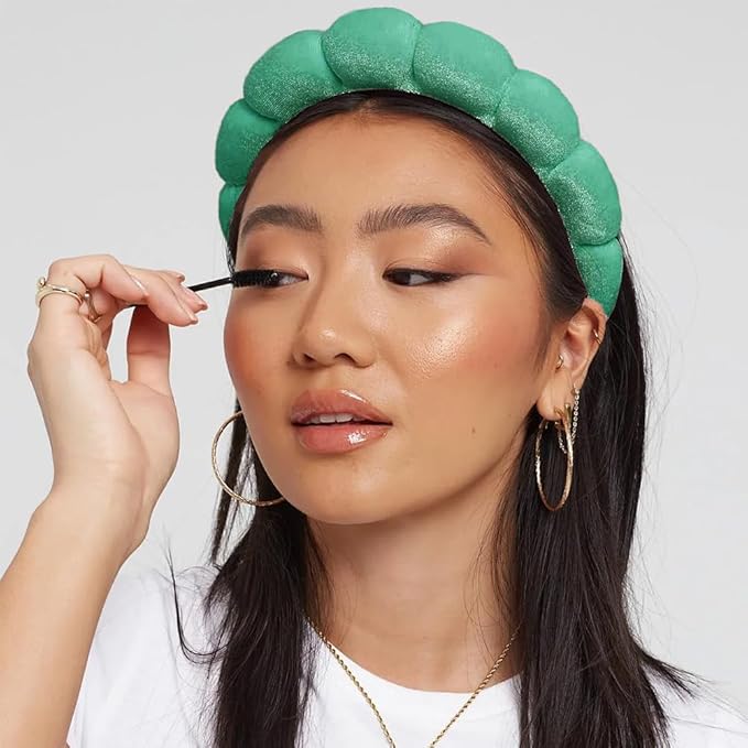 Spa Headbands for Washing Face or Makeup, Sponge Bubble Skincare Headbands, Puffy Terry Cloth Hairband for Women, Skin Care Makeup Headwear Hair Accessories for Girls