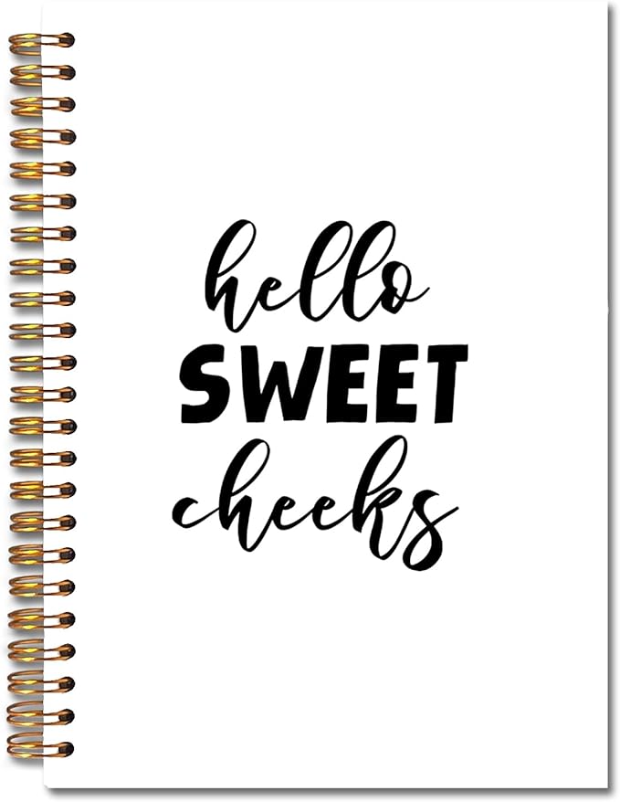 Hello Sweet Cheeks Spiral Notebooks, Funny Journal for Women Men, Humorous Sarcastic Quote Journals for Writing, Funny Notebook for Note Taking, 5.5x8.3 Inch