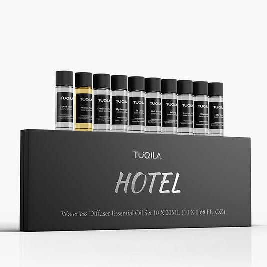 Hotel Luxury Waterless Diffuser Essential Oil Set(10x 20mL), Aroma Scent Oils My Way, Mysterious, Oud Wood, Candy Mints, Bergamot Usage Cold Air Diffuser Aromatherapy Home, Car, Office