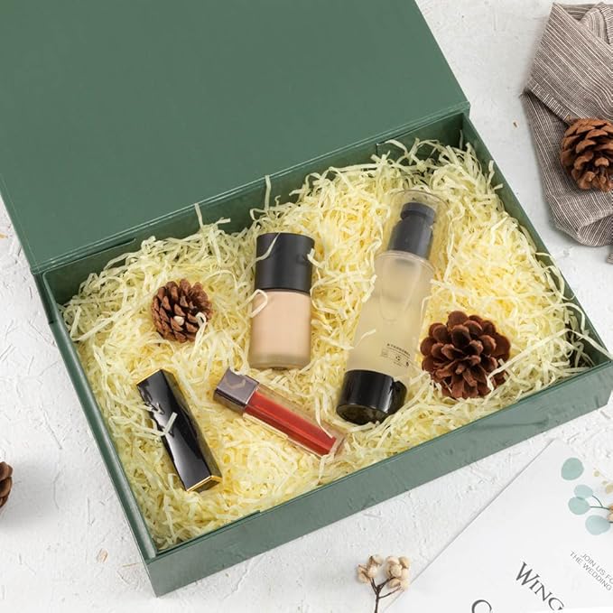 1 Pack Green Gift Boxes with Lids Small 12 x 8 x 2.7 Inches Clothes Gift Boxes for Presents Shirt Gift Box with Ribbon Magnetic Gift Box Bulk Cute Box for Packaging (Glossy Surface)