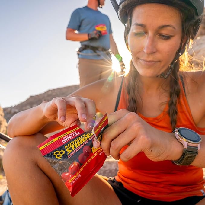 Honey Stinger Cherry Cola Caffeinated Energy Chew, Gluten Free, with Caffeine, for Exercise, Running and Performance, Sports Nutrition for Home & Gym, Pre and Mid Workout, 12 Pack, 23.2 Ounce