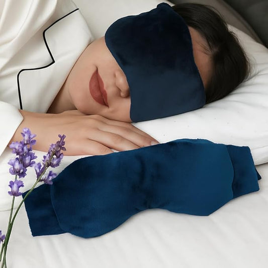 Weighted Lavender Eye Mask for Sleeping, Yoga, Dry Eyes - Great Relaxation Gifts for Mom, Dad, Women, Men - Aromatherapy Lavender Eye Pillow Gift (Navy Blue)