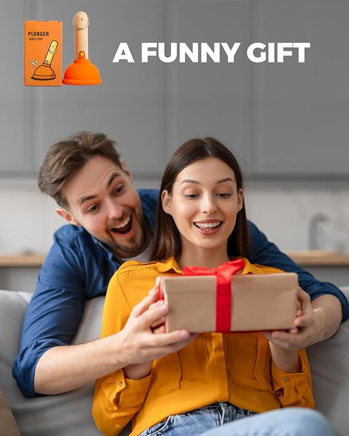 Amaredom Plunger Night Light, Cute Plunger Lamp, Wooden Bar Silicone Funny Nightlight, Rechargeable LED Funny Flashlight with 30 Minutes Timer & One Button Control, Bedroom, Washroom, Living Room