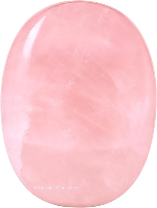 Amazing Gemstone Rose Quartz Crystals and Healing Stones - Large Palm Stone Crystals Piedra - Crystal for Good Luck, Balanced Positive Energy, Meditation, Unique Stocking Stuffers Gifts for Women, Men