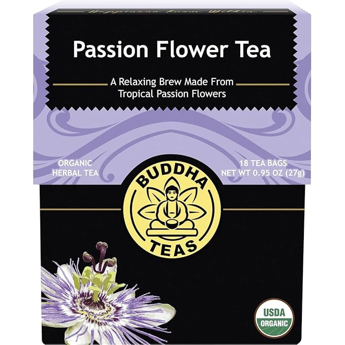 Buddha Teas Organic Passion Flower Tea - OU Kosher, USDA Organic, CCOF, 18 Bleach-Free Tea Bag