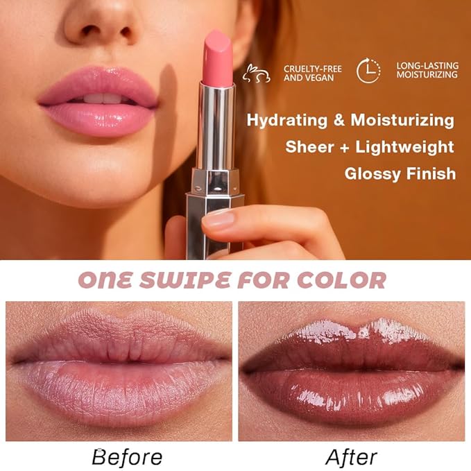 Kaely Black Honey Glossy Lipstick for Women, Moisturizing Shine Lipstick for Dry Lips, Hydrating Nourishing Tinted Lip Balm, Sheer Lightweight Lip Gloss Stain Makeup, Vegan & Cruelty-Free, 00