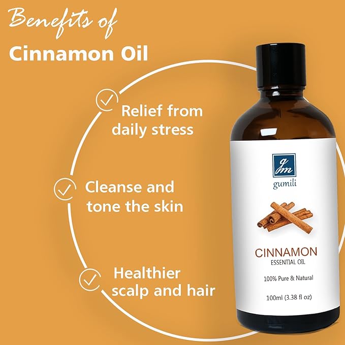 Cinnamon Essential Oil, 100% Pure Undiluted Cinnamon Oil for Diffuser, Massage - 100ml/3.38 oz