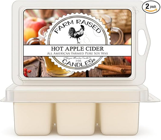 Farm Raised Candles – Hot Apple Cider Wax Melts 2-Pack | 6 oz Total, 12 Cubes | All American Made Soy | Hand-Poured Fall Farmhouse Wax Melts for Warmers