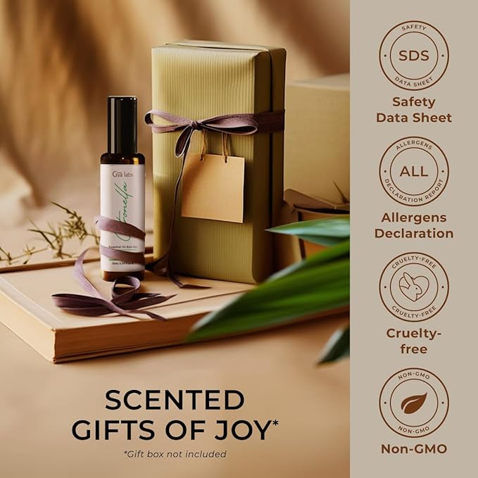 Gya Labs Citronella Essential Oil Roll On - 0.34 Fl Oz - Travel Size Roller for Camping, Skin, Aromatherapy Relief, Convenience