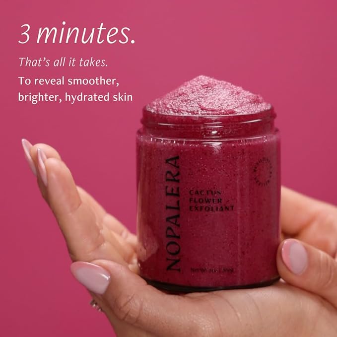 Nopalera Hibiscus Cactus Flower Exfoliant - Exfoliating Face & Body Scrub, 3-in-1 Cleanser, Exfoliator, & Moisturizer, Vegan, Cruelty-Free, Natural Floral Scent, Dye Free, 6 oz.