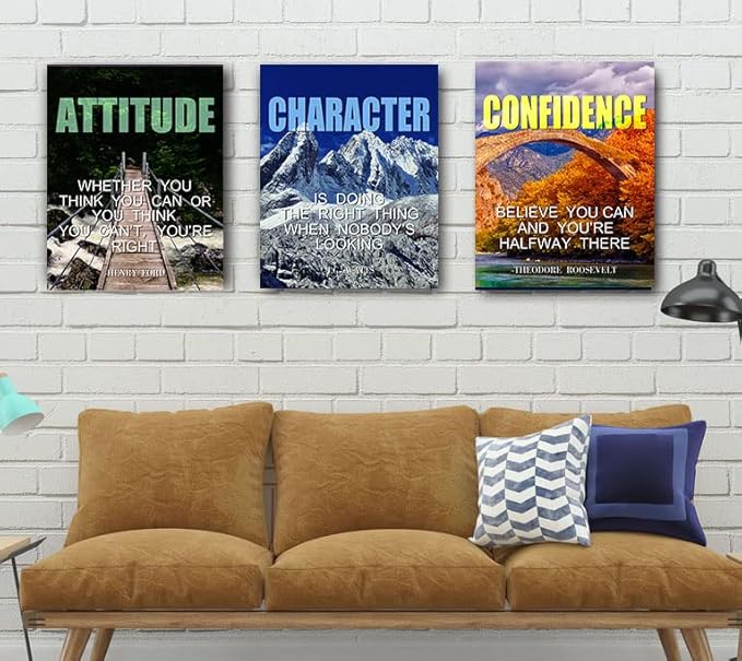 Inspirational Quotes Motto Wall Art，Motivational Office Wall Art Decoration Painting, Suitable for Library, School, Gym,Office， Living Room,Home Deco,Tabletop/Hanging,| 6-pack(29 x 38 cm) framed C
