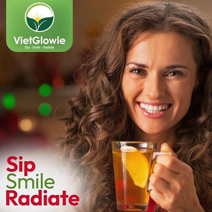 VietGlowie 30 Ginger Pyramid Tea Bags, 3.5g/bag to 33oz, Ginger Root Herbal Tea, Warm & Spicy, Support Digestion, Boost Immunity, 100% Natural, No Caffeine, Corn-Based Tea Bags