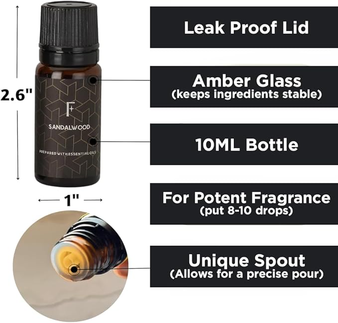 Folkulture Essential Oils Set for Men | Set of 6 (0.34 Fl Oz or 60ml) Diffuser Oils for Home | Oud Tabac, Sandalwood, Leather Wood | Fragrance Oil