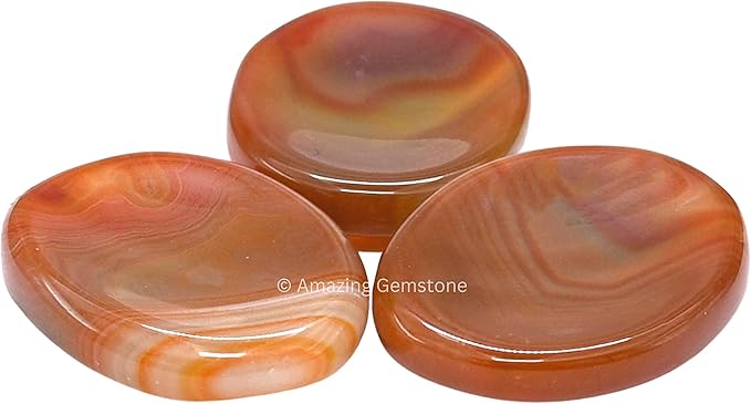 Amazing Gemstone Carnelian Onyx Worry Stone, Healing Crystals - Piedra Crystal Fidget for Gift, Meditation, Calming, Relaxation, Stress Relief