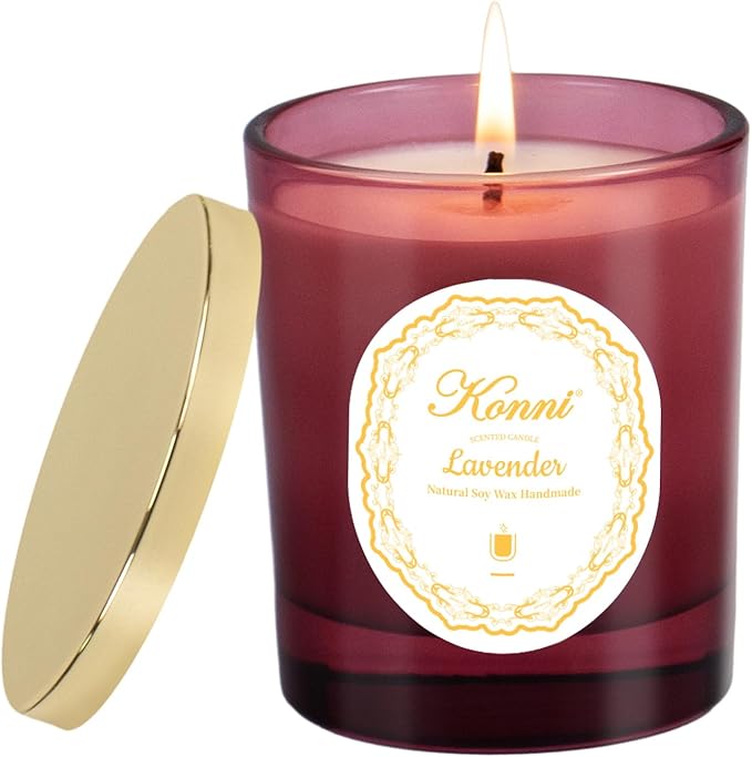 KONNI Lavender Scented Candles, Soy Candles, Aromatherapy Candle, Scented Candle for Men Women, 7.05oz Soy Wax Candle for Home, Birthday Gifts for Mom, Lovers