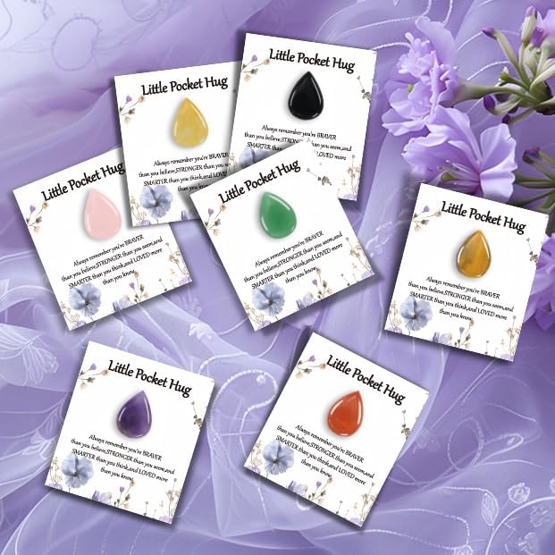40 Sets Little Worry Stone Waterdrop Pocket Hug Token Gift Cards Keepsake Funeral Favors Encouragement Gifts for Women Adults Party Favors