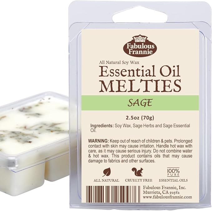 Fabulous Frannie Sage Pure & Natural Soy Candle Meltie/Tart/Melts Made with Pure Essential Oils 2.5oz