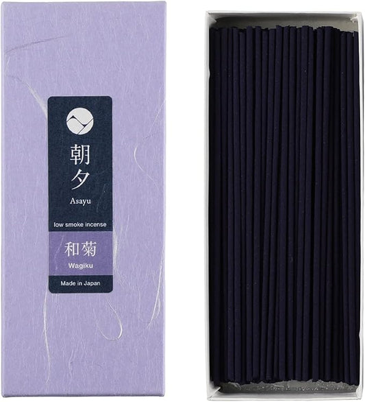 Asayu Japan Incense Sticks with Low Smoke for Morning or Evening Meditation, Relax or Yoga, Made in Japan 40gr - Wagiku Chrysanthemum