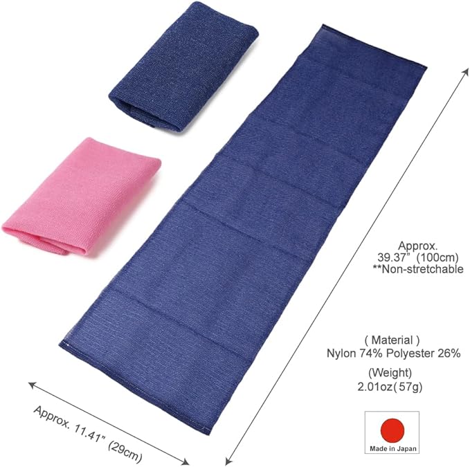 Extra Rough, Exfoliating Washcloth [Made in Japan] Exfoliating Towel Special Texture Makes Fluffy Foam Lather, Back Scrubber, Dead Skin Cell Remover [Loofah for Women and Men] (2pcs Set(Blue, Pink))