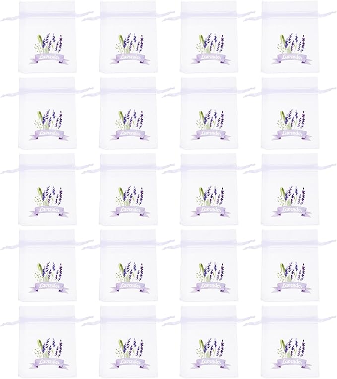 ABOOFAN 20pcs Empty Lavender Sachet Bags Organza Gauze Bags Small Drawstring Jewelry Pouches Party Favor Candy Bags