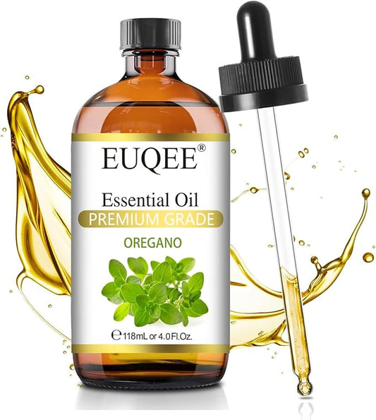 EUQEE Oregano Essential Oil 4oz / 118ML Large Capacity Oregano Oil Pure Aromatherapy Essential Oils with Glass Dropper for Candle Soap Making, Diffusers