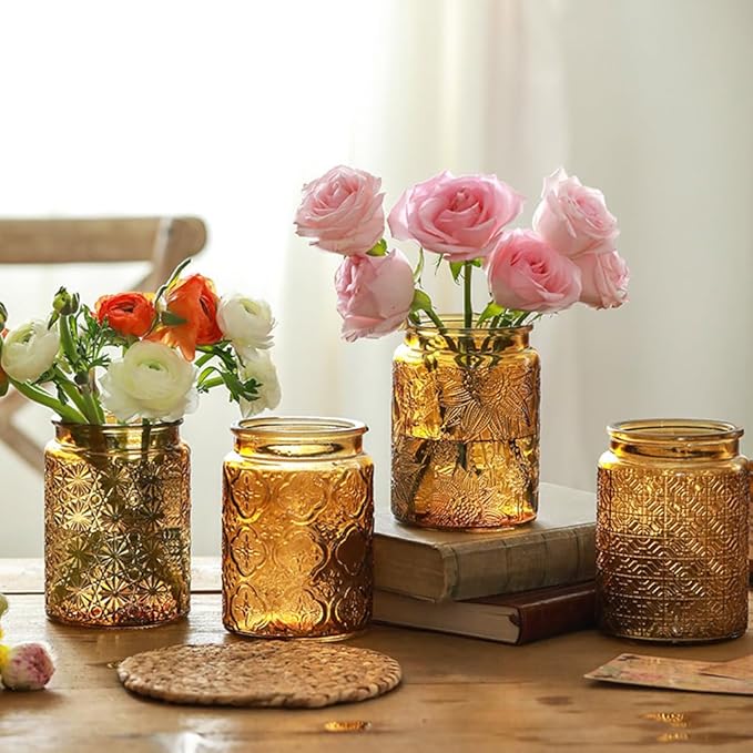 ANSQU Vintage 23.7oz Glass Jar with Solid Wood Lid - Airtight Storage for Loose Tea, Coffee, Candy, Cookies, Laundry Detergent - Decorative Kitchen Jar, Cute & Functional (Yellow, 1 Pack)