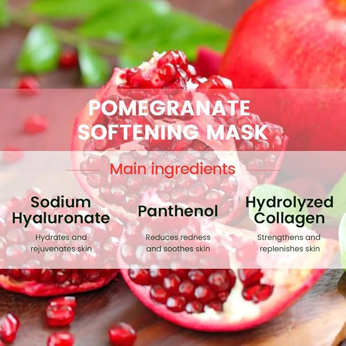 Kaely 6 Pack Pomegranate Sheet Masks, Hydrating Smoothing Face Masks for Women Men, Facial Mask Skin Care Korean, Moisturize Nourish for All Skin Types, Birthday Christmas Gifts, Set10