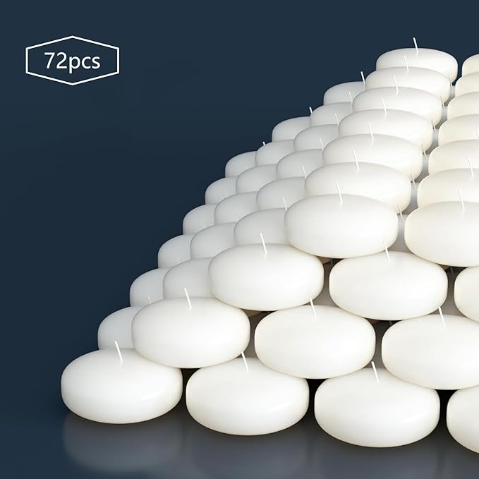 72 Floating Candles, 3 inches in Height, 0.8 inches in Width, Burning for Approximately 8-10 Hours, odorless and smokeless, Emitting Warm Light, Adding a Romantic Atmosphere to You and Your Family