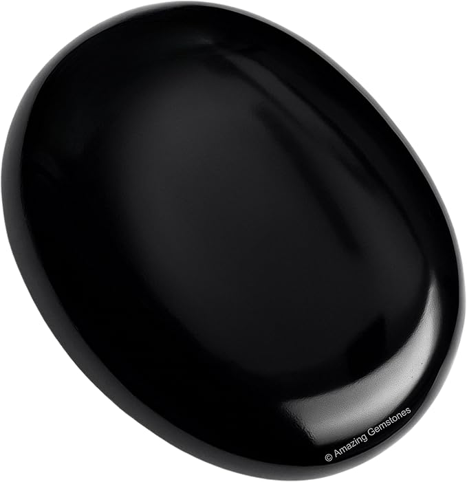 Amazing Gemstone Black Agate Crystals and Healing Stones - Large Palm Stone Crystals Piedra - Crystal for Good Luck, Balanced Positive Energy, Meditation - Unique Stocking Stuffers, Gifts for Women