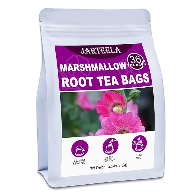 Jarteela - Marshmallow Root Tea Bags - 2g x 36 Count - Premium Dried Althaea Officinalis - Non-GMO - Caffeine-free - Natural Herbal Tea for Digestive & Respiratory Support