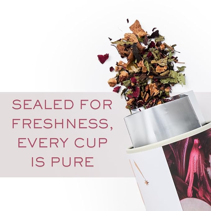 EZR Leaf Sweet Rose Black Tea – Loose Leaf Rose Fruit Tea, Floral & Fruity Blend, Low Caffeine Canister 1.76 Ounce