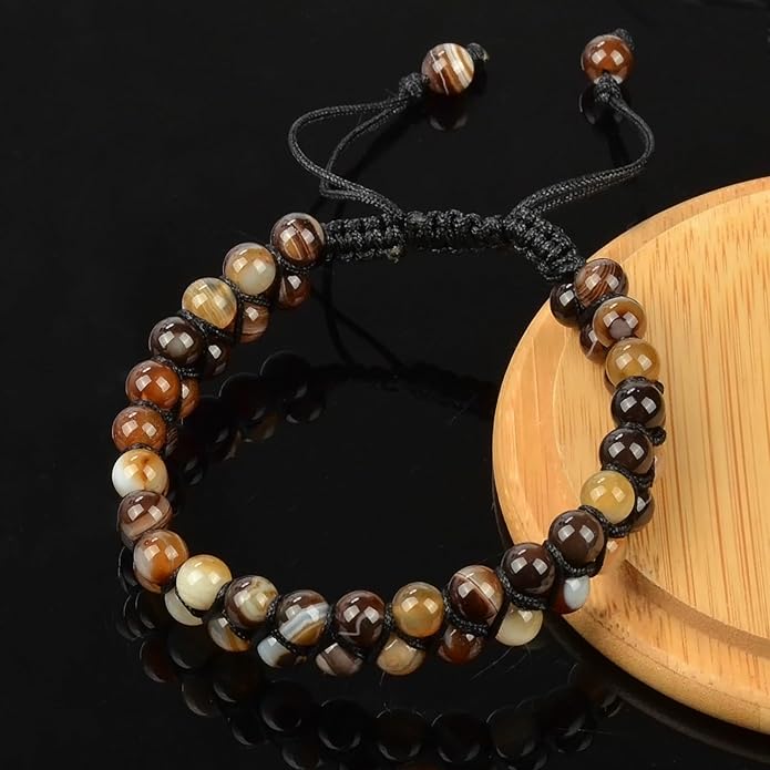 MASSIVE BEADS Double Layer Natural Chakra Healing Power Crystals Macrame Bracelet Yoga Stone Beads Gemstone Meditation Relax Anxiety Bangle for Unisex Women Men