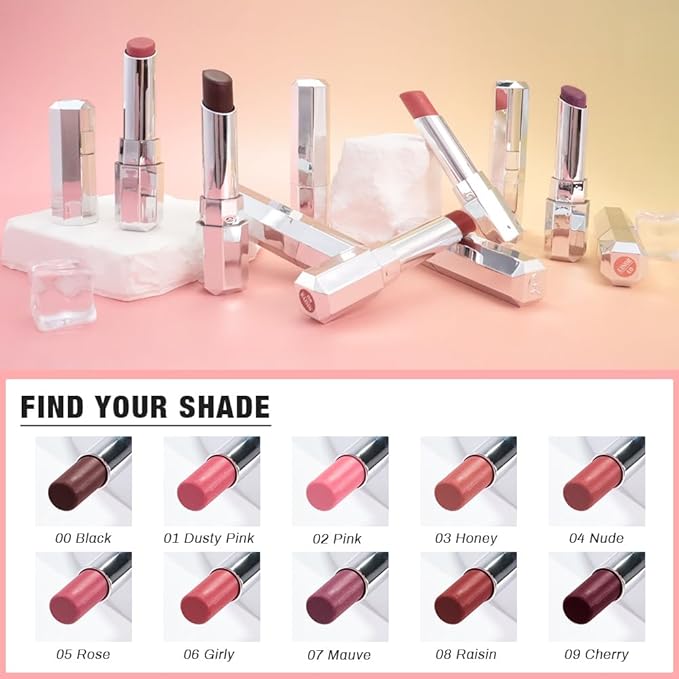 evpct Girly Pink Honey Lipstick Tinted Lip Balm, Sheer Hydrating Shine Tinted Lipstick for Women, Moisturizing Lip Color, Nourishing Tinted Lip Balm Plumper Gloss Stain, Glossy Shiny Finish, 06 Girly