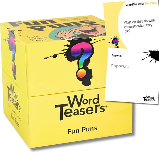 ? WORD TEASERS Fun Puns - Fun & Funny Joke Cards for Kids & Adults - A Pun Card Game Full of Cheesy Jokes - Word Riddle Pun Game - 150 Joke Cards for Adults & Kids