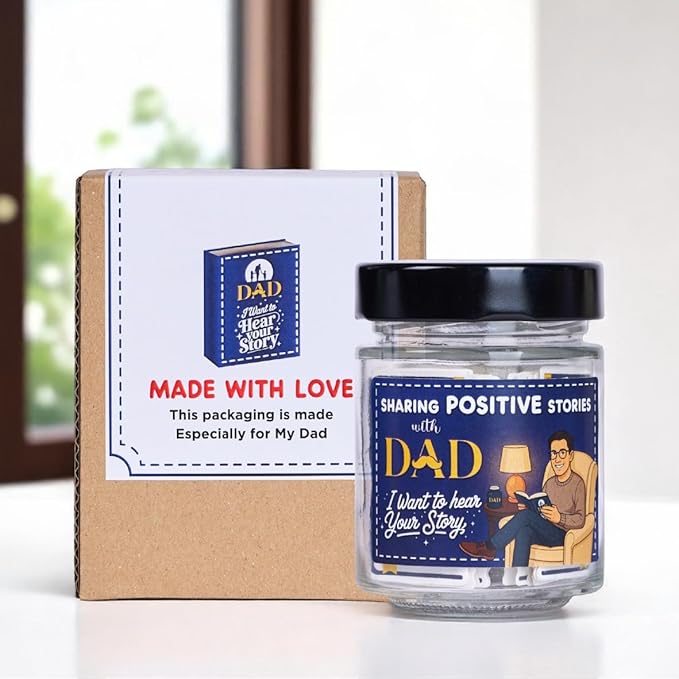 I Want to Hear Your Story, Dad- Sharing Positive Stories Jar - Unique, Sentimental Dad Gifts, Birthday Gift - Thoughtful Journal Prompts for Dad