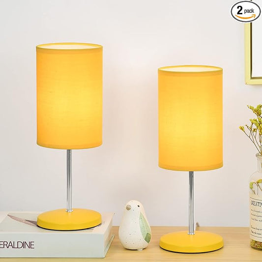 Lampwell Alee Modern Set of 2 Yellow Table Lamps for Living Room & Bedroom, 4.33H12.21IN, Bulb Excluded