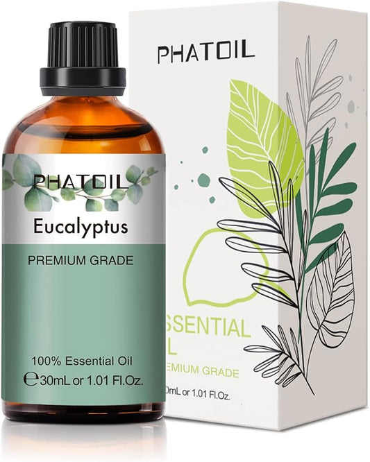 PHATOIL Eucalyptus Essential Oil 30ML, Pure Eucalyptus Essential Oils for Diffuser, Humidifier, Aromatherapy, Perfect for DIY Soap, Candle, Bath Bombs Making