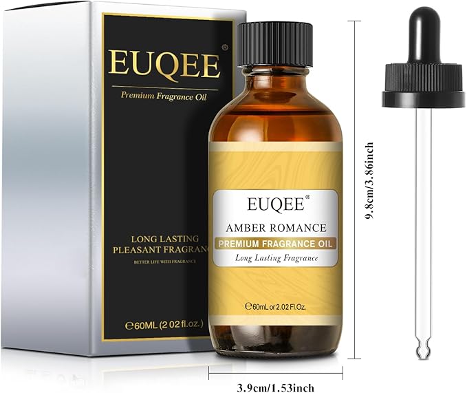 EUQEE Amber Romance Fragrance Oils, 2.02 Fl oz/ 60ml Essential Oils for Diffuser, Candle Making, DIY Soap with Glass Dropper