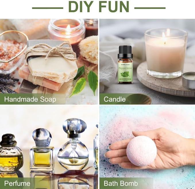 Sedbuwza 3 Pack Lavender Peppermint Chamomile Essential Oil 100% Pure and Natural Aromatherapy Gift Oils for Massage, Diffuser, Soaps, Candle