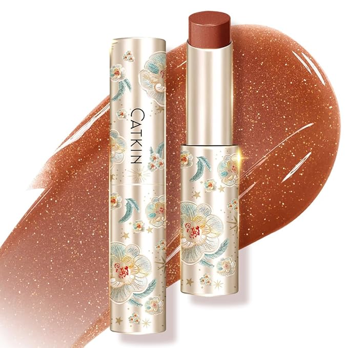 CATKIN Glossy Lip Balm Ultra Hydating Glow Lip Tinted Jelly Plumping Melting Balm Shea Butter Repair Soothing For Dry Lips 0.12 oz C08 MAPLE