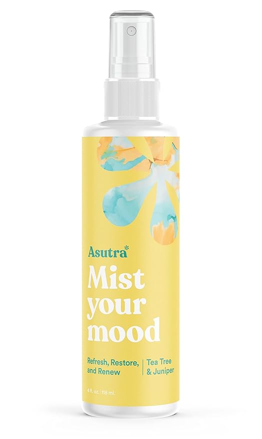 ASUTRA Multi-Use Essential Oil Aromatherapy Spray (Tea Tree & Juniper), 4 fl oz – Mist for Face, Body, Rooms & Linens – Car, Fabric, and Bathroom Freshener