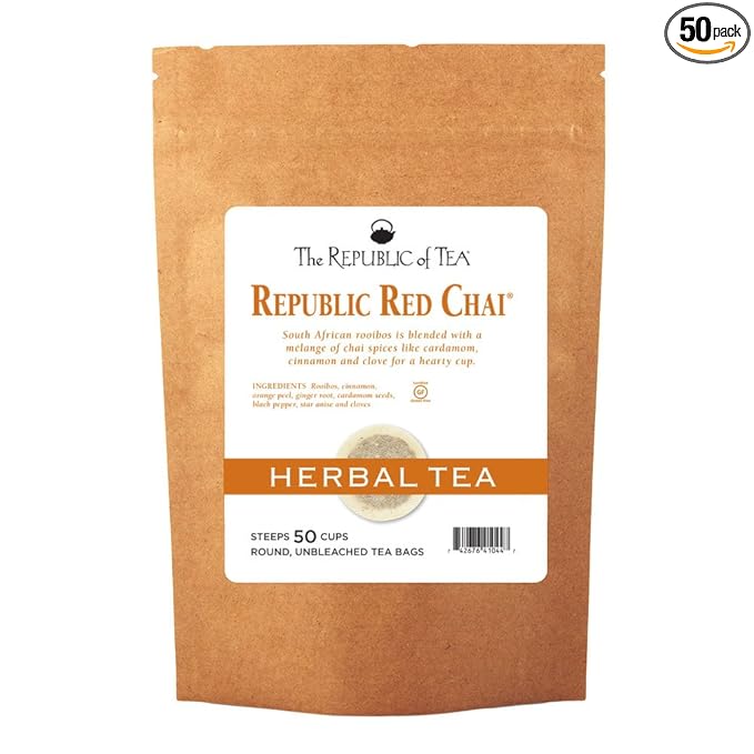 The Republic of Tea Republic Red Chai Herbal Tea, 50 Tea Bag Refill