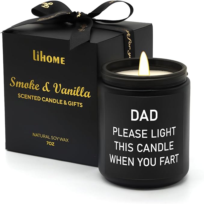 Lihome Gifts for Dad from Daughter Son - Funny Fathers Day & Thanksgiving & Christmas Gifts - Smoke Vanilla Scented Candle (7OZ)