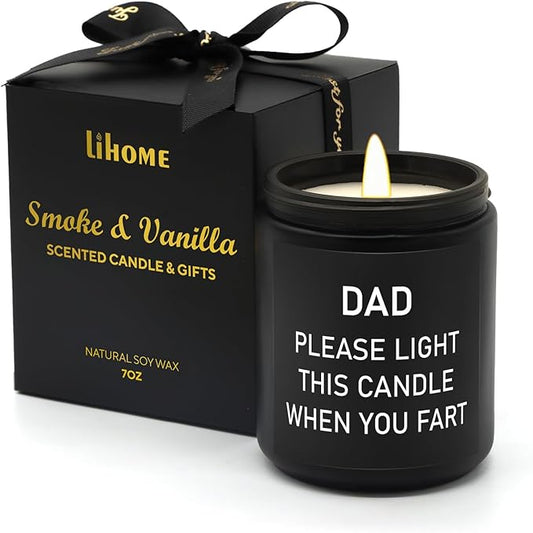 Lihome Gifts for Dad from Daughter Son - Funny Fathers Day & Thanksgiving & Christmas Gifts - Smoke Vanilla Scented Candle (7OZ)