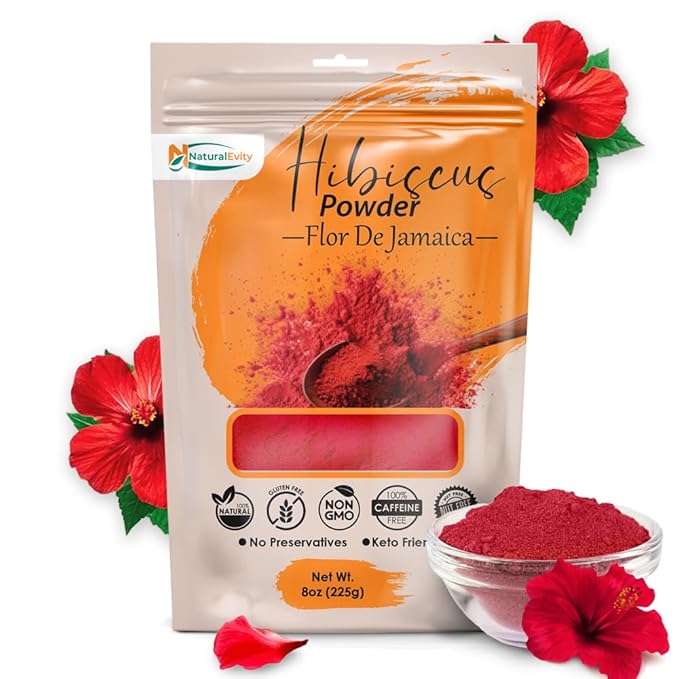 Hibiscus Powder - Natural and Premium Quality - For Hair, Face, and Skin - Perfect For Food and Drinks - Caffeine-free, No Additives (8 oz.)