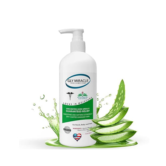 GLY MIRACLE Moisturizing Body Cream Lotion, 12 ounce - Non-Greasy Skin Humectant for Extremely Dry Skin, Hands, Body, and Feet, Fragrance-Free with Pure Glycerin for Nourishing Hydration.
