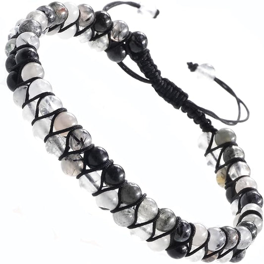 MASSIVE BEADS Double Layer Natural Chakra Healing Power Crystals Macrame Bracelet Yoga Stone Beads Gemstone Meditation Relax Anxiety Bangle for Unisex Women Men