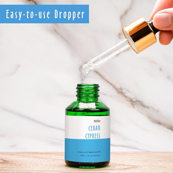 30ml Cedar Cypress Fragrance Oil, MitFlor Premium Grade Fragrance Essentials Oil for Soap & Candle Making, Large Size Aromatherapy Diffuser Oil, Refreshing Woody Scent for Home Fragrance