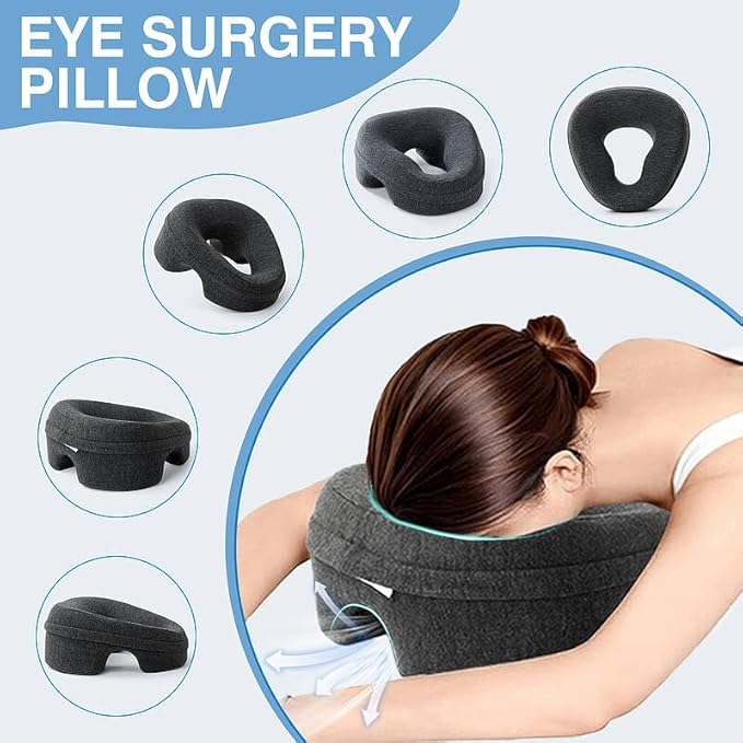 Face Down Pillow for Bed, Massage Headrest Face Pillow After Eye Surgery, Memory Post-Eye Recovery or Beach Tanning, Prone Sleepers with Breathable Desig (Dark Gray)