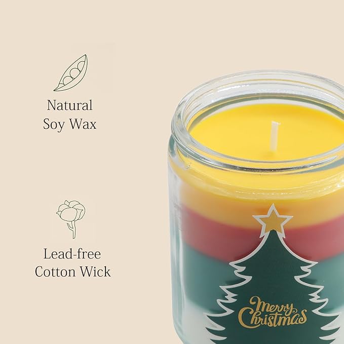 Christmas Candles - Christmas Gifts for Women, Aromatherapy Candle for Home Scented, Natural Soy Wax Fir Scented Candles